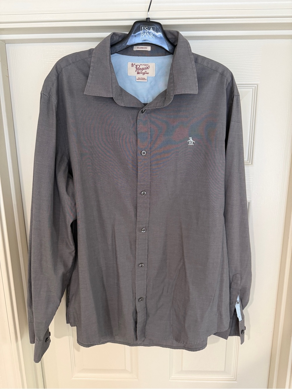 Original Penguin by Munsingwear Men's Button-Down Long Sleeve Class Fit Gray- XL